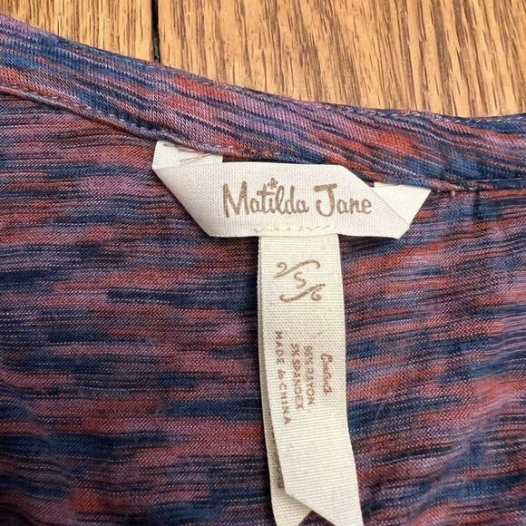 Matilda Jane Purple Heather Planetarium Button-Front Long-Sleeve Top Small - Picture 3 of 4